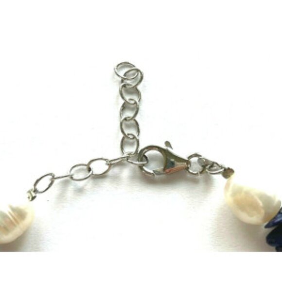 Freshwater Pearl with Blue Stones Bracelet - Picture 4 of 6